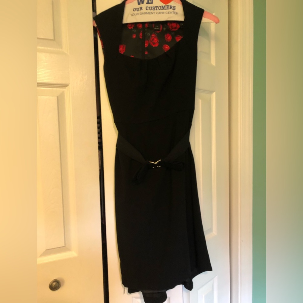 WHBM black vintage style belted dress sz 6
